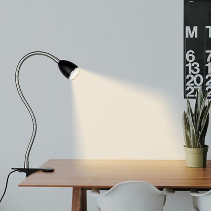 Desk lamp Eye-Caring Table Lamps, 360°Rotation Gooseneck Clip on Lamp Reading Light, Portable Reading Book Light, Clamp Light, Study Desk Lamps for Bedroom and Office Home Lighting (Black with Dimmer) - color: Black with Dimmer