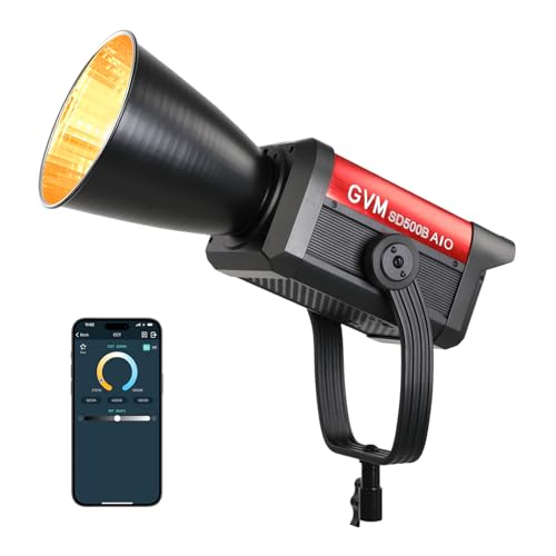 GVM 500W LED Video Light with APP Bluetooth Control, 2700K-6800K CCT, 227040lux@1m, Studio Photography Lighting with Bowen Mount, Continuous Output Lighting with Standard Cover, CRI 97+,COB Lamp Beads - size: 500W
