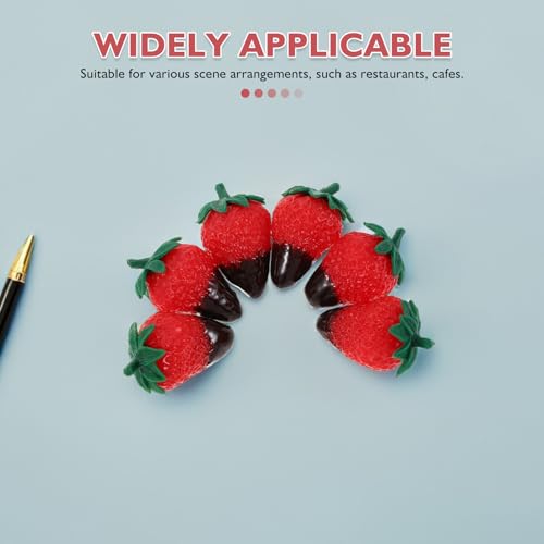 Zerodeko 8pcs Chocolate Dipped Fake Strawberries Artificial Fruit Ornaments with Dark Leaves Realistic Simulated Food Decoration for Photography Props Party Centerpiece