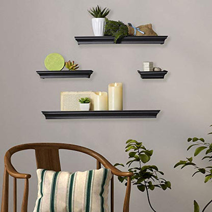 MELANNCO Floating Wall Shelves for Bedroom, Living Room, Bathroom, Kitchen, Nursery, Set of 4, Black, 4 Count - color: Black, size: Set of 4 (24, 20, 12, 6 Inch), style: Arlington