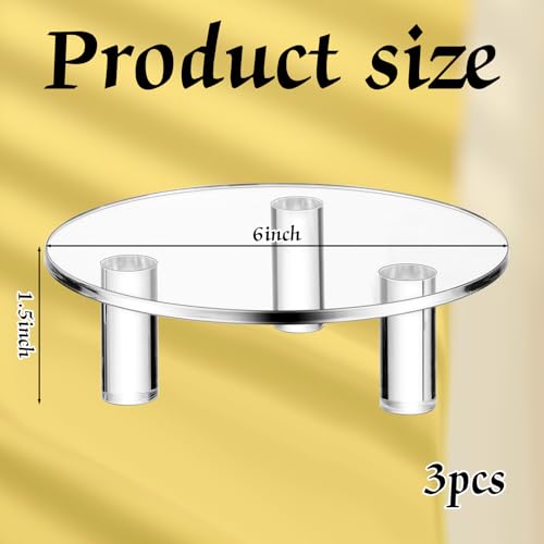3 Pcs 6 Inch Round Acrylic Risers Display Stands Small Clear Round Acrylic Display Riser for Cake Food Jewelry Figurines Collectibles Table Decor Organizer - size: 6”