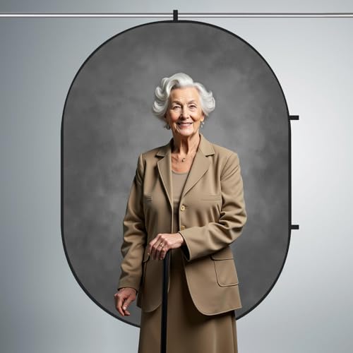 Kate 5x6.5ft(1.5x2m) Collapsible Backdrop Grey Blue Collapsible Twist Flex Folding Pop up Backgrounds for Photoshoot, Headshots Photo, Video Calls