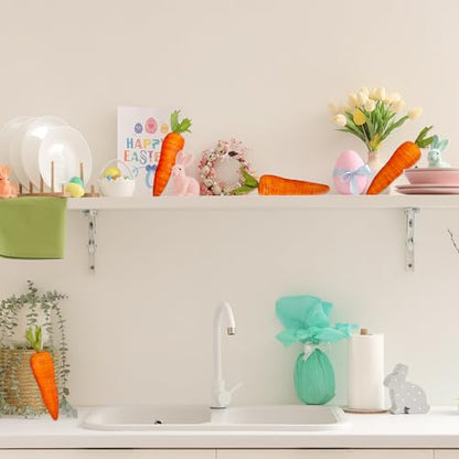 Winlyn 12 Pcs Artificial Carrots Easter Decorative Orange Foam Carrots Lifelike Simulation Artificial Vegetables 7.9" for Home Kitchen Decor Spring Easter Basket Bunny Wreath Photo Props DIY Crafts - size: Large