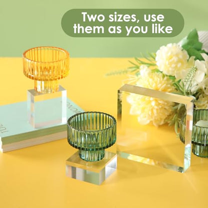 Remerry 16 Pcs Clear Acrylic Blocks Square Display Block Clear Polished Cube Acrylic Jewelry Display Stand Ring Showcase Holder Base(2 x 2 x 1 Inch, 4 x 4 x 1 Inch) - size: 2 x 2 x 1 Inch, 4 x 4 x 1 Inch