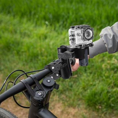 Foraineam Double Mount Camera Clamp Bracket, Umbrella Mount Motorcycle Bike Handlebar Clamps, Super Clamp Monitor Magic Arm, Crab Plier Clip for Desktop, Wagon, Selfie Stick, Photo Studio Light Stand