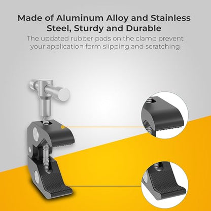 REFLEX CAMERA Super Clamp with 1/4" and 3/8" Thread Ideal Magic arm clamp with Rotary Handle for Photography, Tripod, Lights, Umberellas, DSLR Cameras, Shelves, Rods, Light Stands - Fully Adjustable