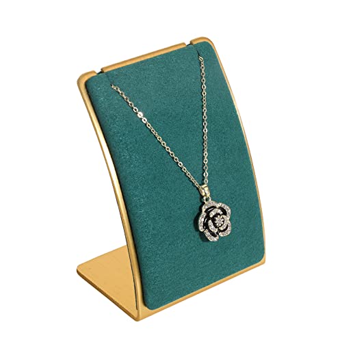 Green Necklace display stand, Velvet Jewelry necklace display holder for selling, small metal earring neck storage organizer, online jewelry photography props【Green】 - color: green