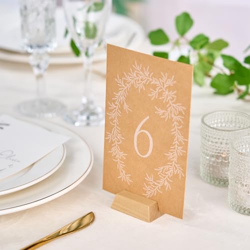 UNIQOOO Elegant Birch Wood Stand |1.2mm Slot, for Wedding Table Number Cardstock, Place Card Holder, Photo Display Stand, Small | for Event Decor, Retail Shop, Cafe Restaurant Menu, Business Card, Name Tag, 12 Pack - color: 1.9" Trapezoid Birch