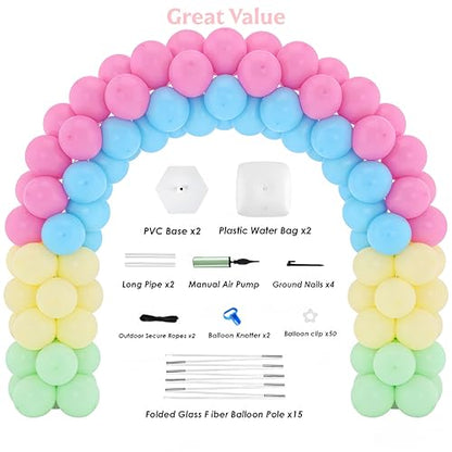 Balloon Arch Kit, 10FT Wide 9FT High Adjustable Balloon Arch Stand with Water Fillable Bases & Balloon Clips, Sturdy Arch Backdrop Stand for Birthday Wedding Baby Shower Graduation Party Decorations