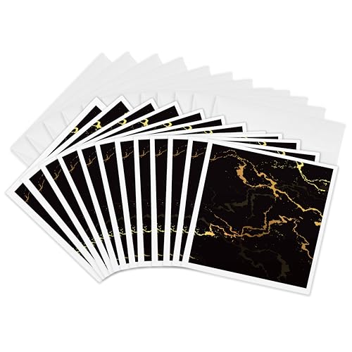 3dRose Greeting Cards - Image of black and yellow marble texture, faux stone backdrop - 12 Pack - Alexis Design - Texture Marble - size: 12 Greeting Cards with envelopes