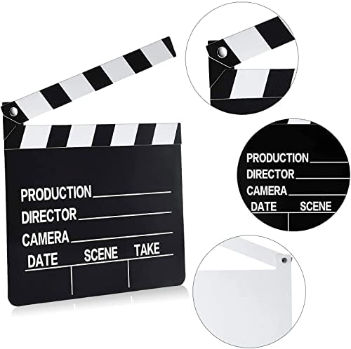 BBTO 10 Pieces Movie Film Clap Board, 7 x 8 Inch Cardboard Movie Clapboard Directors Clapper Writable Cut Action Scene Board for Movies Films Photo Props(Single-Sided Printing,Black and White) - color: Black and White, style: Single-sided Printing
