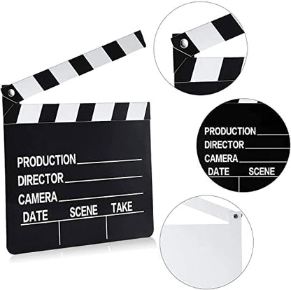 BBTO 10 Pieces Movie Film Clap Board, 7 x 8 Inch Cardboard Movie Clapboard Directors Clapper Writable Cut Action Scene Board for Movies Films Photo Props(Single-Sided Printing,Black and White) - color: Black and White, style: Single-sided Printing