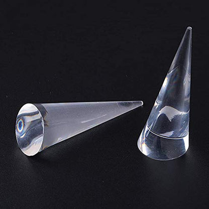 Luzen 2Pcs Acrylic Jewelry Ring Holder - Cone Shape Single Ring Display Stand, Clear