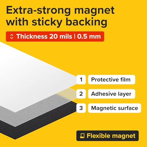 Strong Self-Stick Adhesive Magnetic Sheets 10 Pcs (2x3.5"/5x9cm) – Customizable Magnetic Paper for Photo, Magnet Stickers, Labels, Crafts; for Fridge, Lockers, Whiteboards, Office, Projects - size: 2x3.5" / 5x9cm 26mil