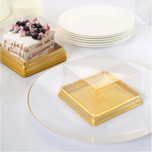 Efavormart 50 Pack 4 inch Large Square Mini Cupcake Containers with Lids, Individual Muffin and Pastry Display Boxes for Grand Ceremonies and Catering - color: TYPE4