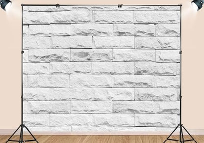 White Rough Stacked Ledger Stone Wall Texture Backdrop Bright Limestone Block Background for Modern Elegant Party Decorations Clean Minimalist Photo Studio Props 6X4ft Fabric - size: 6X4ft