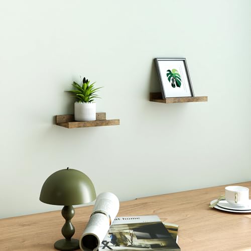 Small Floating Shelves for Wall Decor, Wall Mounted Wood Shelf for Bedroom, Living Room, Bathroom, Kitchen, Nursery, Display Ledge Shelf with Lip Set of 2-8 Inches, Brown - color: Brown, size: 7.8in