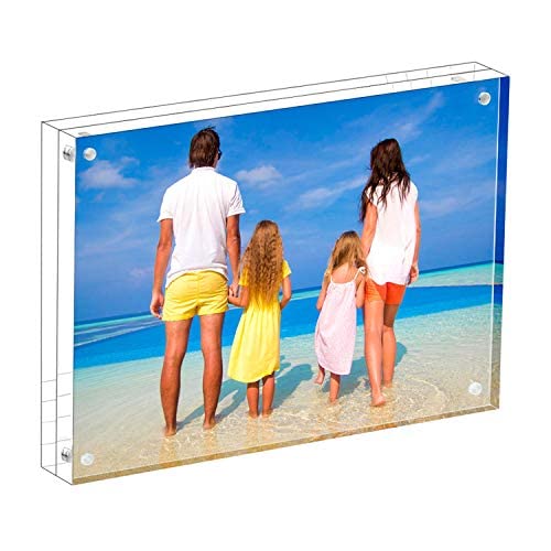 Meetu Acrylic Picture Frame 8.5x11,Clear Freestanding Double Sided 24mm Thickness Frameless Magnetic Photo Frames Desktop Display with Gift Box Package (1 Pack) - size: 8.5x11“(1 Pack)