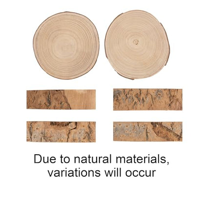 Creative Co-Op Large Paulownia Wood Pedestal with Metal Legs - color: Raw Finish, size: 11"