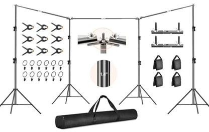 FUDESY 10x30ft Backdrop Stand Heavy Duty Adjustable Photography Background Support System with Angle Rotatable Connector, Spring Clamps, Sandbags, Ring Clips, Carry Bag for Photo Video Studio, Wedding - size: 10x30ft