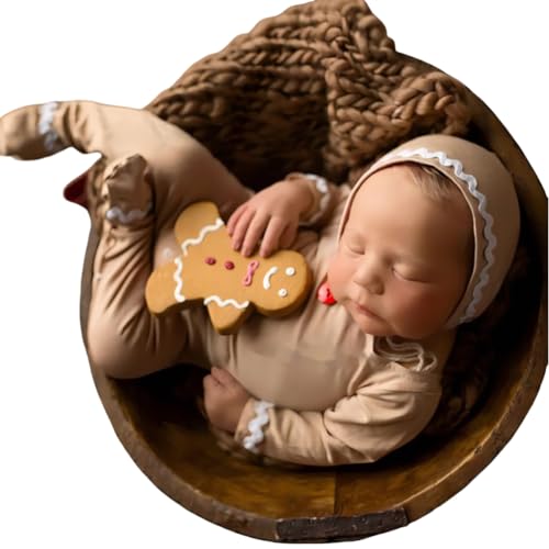 Christmas Newborn Baby Photo Shoot Props Outfits Crochet Clothes Santa Claus Red Hat Pants Photography Props - color: Khaki