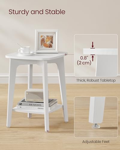 VASAGLE MAEZO Collection - Side Table, 2-Tier Small Square End Table, Nightstand with Tapered Legs, Curved Transitions, for Small Spaces, Living Room, Bedroom, Cloud White ULET236W01 - color: Cloud White, size: 1 pack