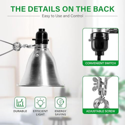 Simple Deluxe Clamp Lamp Light Socket with 5.5 Inch Aluminum Reflector, Suit for Max 60 Watt Lamp (No Bulb Included) with 18/2-Gauge 6 Feet Cord, 2 Pack,Silver - size: 5.5 Inch (60 Watts), style: 2-Pack LITE Version