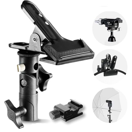 Selens Photography Reflector Clamp Holder Speedlite Hot Shoe Bracket with 1/4" & 3/8" Screw Mount with Photo Studio Light Stand, Lighting Umbrella Reflector - color: One Pack