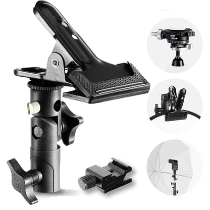 Selens Photography Reflector Clamp Holder Speedlite Hot Shoe Bracket with 1/4" & 3/8" Screw Mount with Photo Studio Light Stand, Lighting Umbrella Reflector - color: One Pack