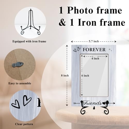 Forever Friends Picture Frame,Women Friend Bestie, 4 x 6 Picture Frame with Stand for Tabletop Display.(Light Purple Vertical Portrait) - color: Frame21