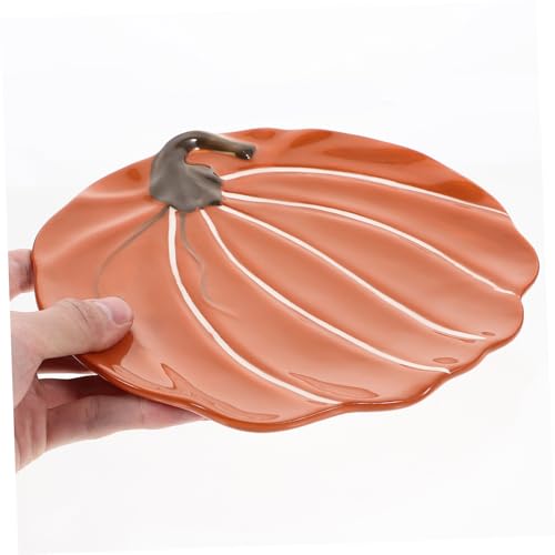 MAGICLULU Ceramic Pumpkin Plate Halloween Salad Dish Retro Food Dinner Plate Hand-painted Glazed Pumpkin Shape for Autumn Harvest and Thanksgiving Tableware