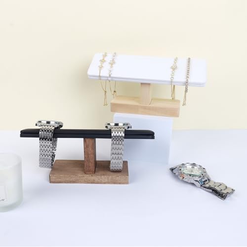Wooden Watches Display Stands Base Watch Necklace Bracelet Organizer Rack Bangle Scrunchie Headband Showcase Stands Exterior Velvet Black - color: Flat Velvet Black