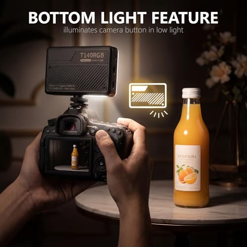 RGB Video Light, Portable Camera Light, 3100mAh with 1/4” Cold Shoe Adapter CRI95+ LED Fill Light, 0-359° Hue, 2500K-9000K CCT, 20 Effects, 140 LEDs for TikTok, Vlogging, Photography - color: RGB