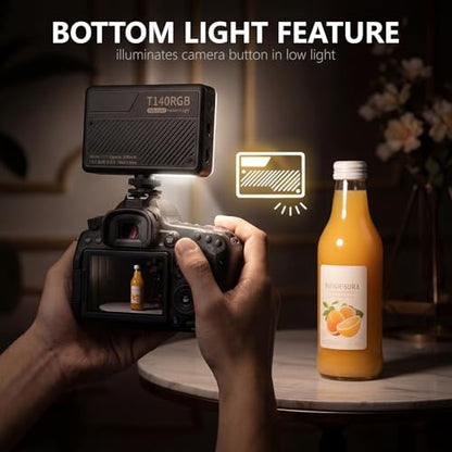 RGB Video Light, Portable Camera Light, 3100mAh with 1/4” Cold Shoe Adapter CRI95+ LED Fill Light, 0-359° Hue, 2500K-9000K CCT, 20 Effects, 140 LEDs for TikTok, Vlogging, Photography - color: RGB