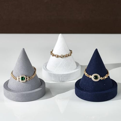 Linen Single Bracelet Bangle Display Stand Jewelry Bracelet Bangle Cone Display for Selling - color: White