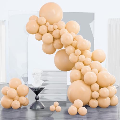 PartyWoo Retro Apricot Balloons, 85 pcs Apricot Balloons Different Sizes Pack of 18 Inch 12 Inch 10 Inch 5 Inch for Balloon Garland as Birthday Decorations, Party Decorations, Baby Shower Decorations - color: Apricot-f05