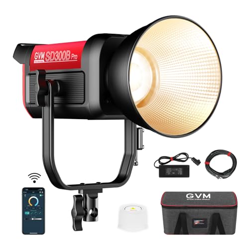 GVM LED Video Light with Bowens Mount, 300W Bi-Color Continuous Light with DMX/APP Control, Photography Lighting for Video Recording, SD300B Studio Lights 65000Lux/1m, CRI97+, 12 Effect, 2700-6800K - size: 300W
