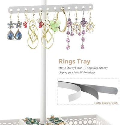 Meangood Jewelry Organizer Stand, 15.6" H Jewelry Tree Display Holder Stand for Bracelets Necklaces Earrings Rings, Gift for Women Girls (White) - color: White
