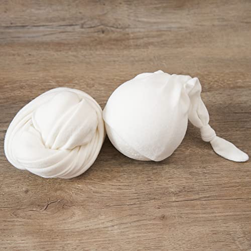 Zeroest Newborn Photography Wraps with Hat Baby Photo Outfit Girl Stretch Blanket Infant Boy Props for Baby Photo Shoot - color: White