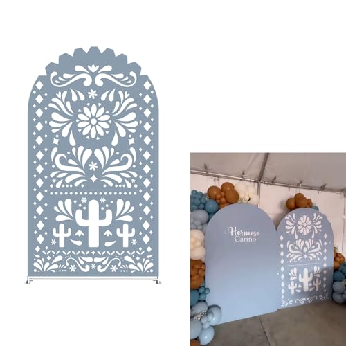Arch Backdrop Cover Dusty Blue Mexican Fiesta Baptism Baby Shower Double-Sided Chiara Arch Spandex Fabric Cover for Wedding Parties Decorations (2.2x5ft Cover,g4043) - color: g4043, size: 2.2x5ft cover