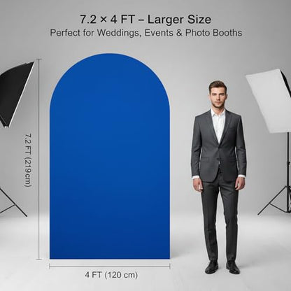 Double Sided 7.2FT Royal Blue Arch Backdrop Cover Spandex Fitted Stretchy Arch Covers for Wedding Birthday Party Bridal Baby Shower Ceremony - color: Royal Blue, size: 7.2FT