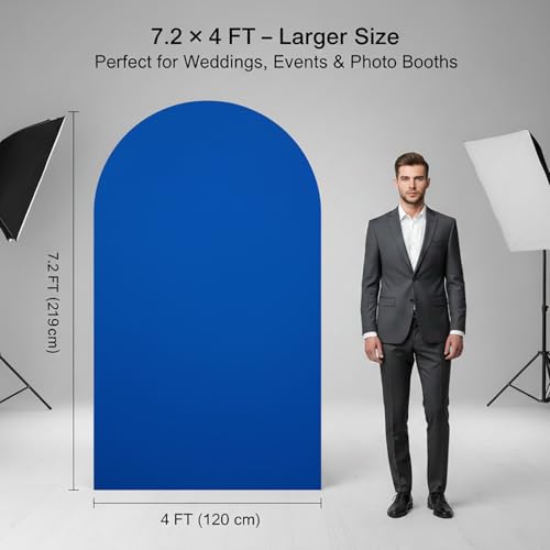 Double Sided 7.2FT Royal Blue Arch Backdrop Cover Spandex Fitted Stretchy Arch Covers for Wedding Birthday Party Bridal Baby Shower Ceremony - color: Royal Blue, size: 7.2FT