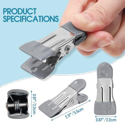 Clothes Pins Heavy Duty 30 Pack - 2.17 Inch Metal Chip Clips, Clothespins for Photo Drying Clothesline Laundry Sock, Bag Clips for Food Kitchen Stainless Steel with Rubber, Gray - color: Gray