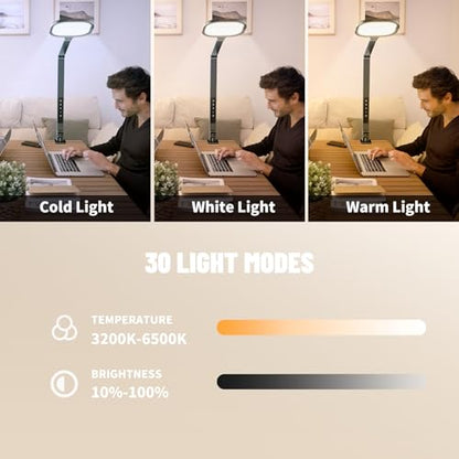 1Pack Video Conference Lighting, Zoom Lighting for Computer with Clamp, 30 Light Modes, Eye-Caring Swing Arm Desk Light with Memory & Timing Func for Home Office, Video Call, Video Conferencing - size: Clamp 1 Pack