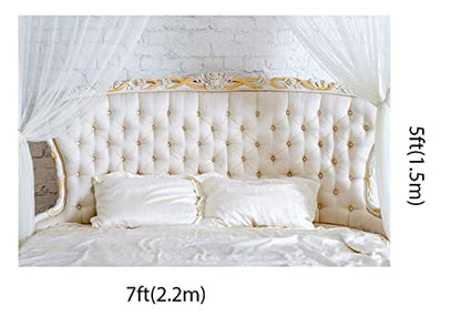 Kate 7x5ft Boudoir Photography Backdrops Elegant Bedroom Headboard Photo Studio Background with Pillows Decoration Baby Shower Newborn Backdrop Shooting Props Soft Fabric - size: 7x5ft