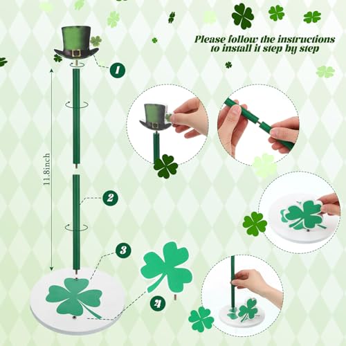 Namalu St. Patrick's Day Shamrock Paper Towel Holder with Round Base Rustic Shamrock Decor for Kitchen and Bathroom Fun Paper Towel Holder Kitchen Paper Towel Dispenser for Countertop Women Toilet - style: Shamrock
