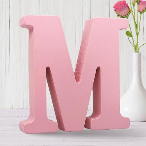 AOCEAN 6 Inch Pink Wood Letters Unfinished Wooden Letters for Wall MAGA Decorative Standing Letters Slices Sign Board for Crafts Christmas Decoration Home Party Projects (M) - style: M