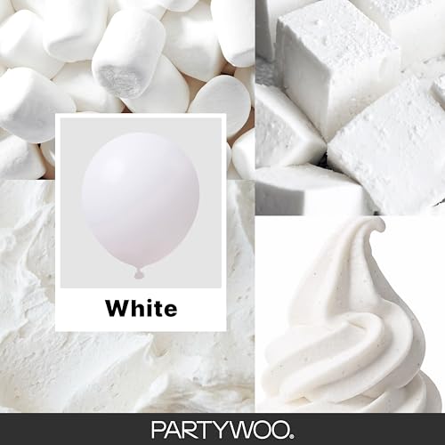 PartyWoo White Balloons 128pcs Different Sizes Pack of 18 12 10 5 Inch Matte White Latex Balloon Arch Kit Garland for Wedding Bridal Graduation Baby Shower Birthday Party Decorations White-Y13 - color: White-y13