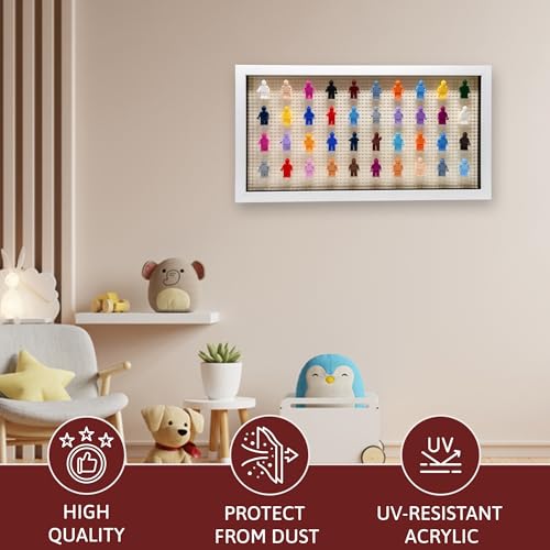 Figurine Display Case 10x20.125 White Shadow Box for Miniature Figures 10x20.125 White Wood Shadow Box with White Base to Display Up to 56 Block Figures - color: White With White Blacking, size: 10x20.125
