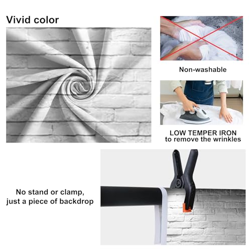 Vinyl 5x4ft Backdrop Photography Background White Brick Wall Computer-Print Seamless Photo Background Children Baby Adults Portraits Photo Studio Props - size: 5x4ft